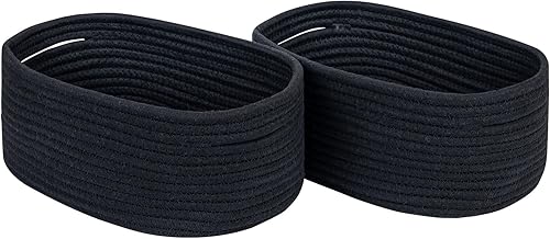 CubesLand Lindas Cestas Canastas Negras, Pequeñas Cestas de Almacenamiento Tejidas para Estante, Cesta para Guardería de Bebé, Cesta Organizadora