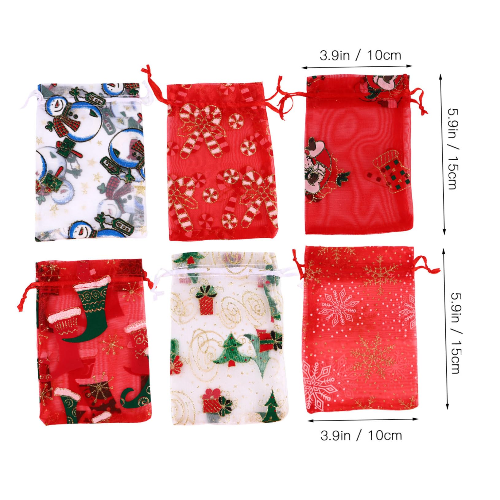 KOMBIUDA Bolsas De Envolver De Navidad 50 Pcs Estrella De Nieve Papá Noel y Alce Para Dulces y Obsequios