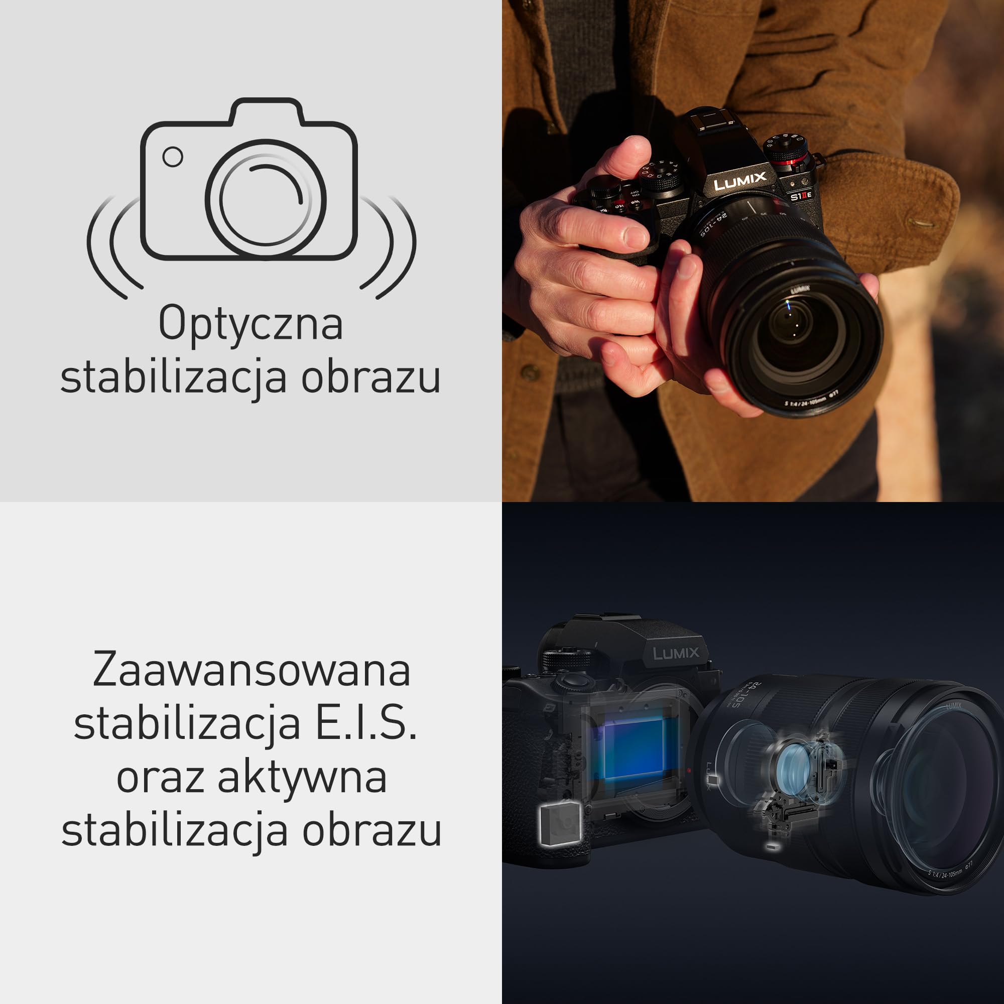 Panasonic LUMIX DC-S1M2ESE | Pełnoklatkowy aparat bezlusterkowy, 24 MP, Cs4K 60p, 6K 30p Open Gate, ProRes RAW, fazowy AF Hybrydowy, L-Mount, sam korpus, czarny