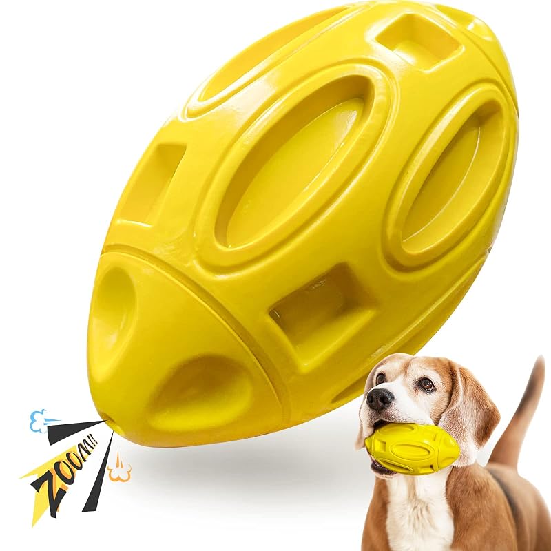 Brinquedo para cães com apito em borracha natural EASTBLUE, bola de futebol Yellow