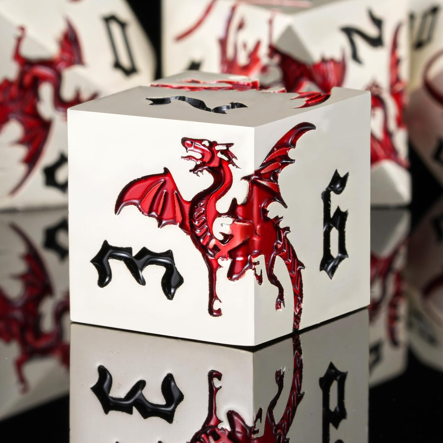 Dungeons and Dragons Dice D&D Metallic Dragon Sharp Edged Dice Set with Box, Polyhedral DND Role Playing Game D and D Dice Set D20 D12 D10 D8 D6 D4