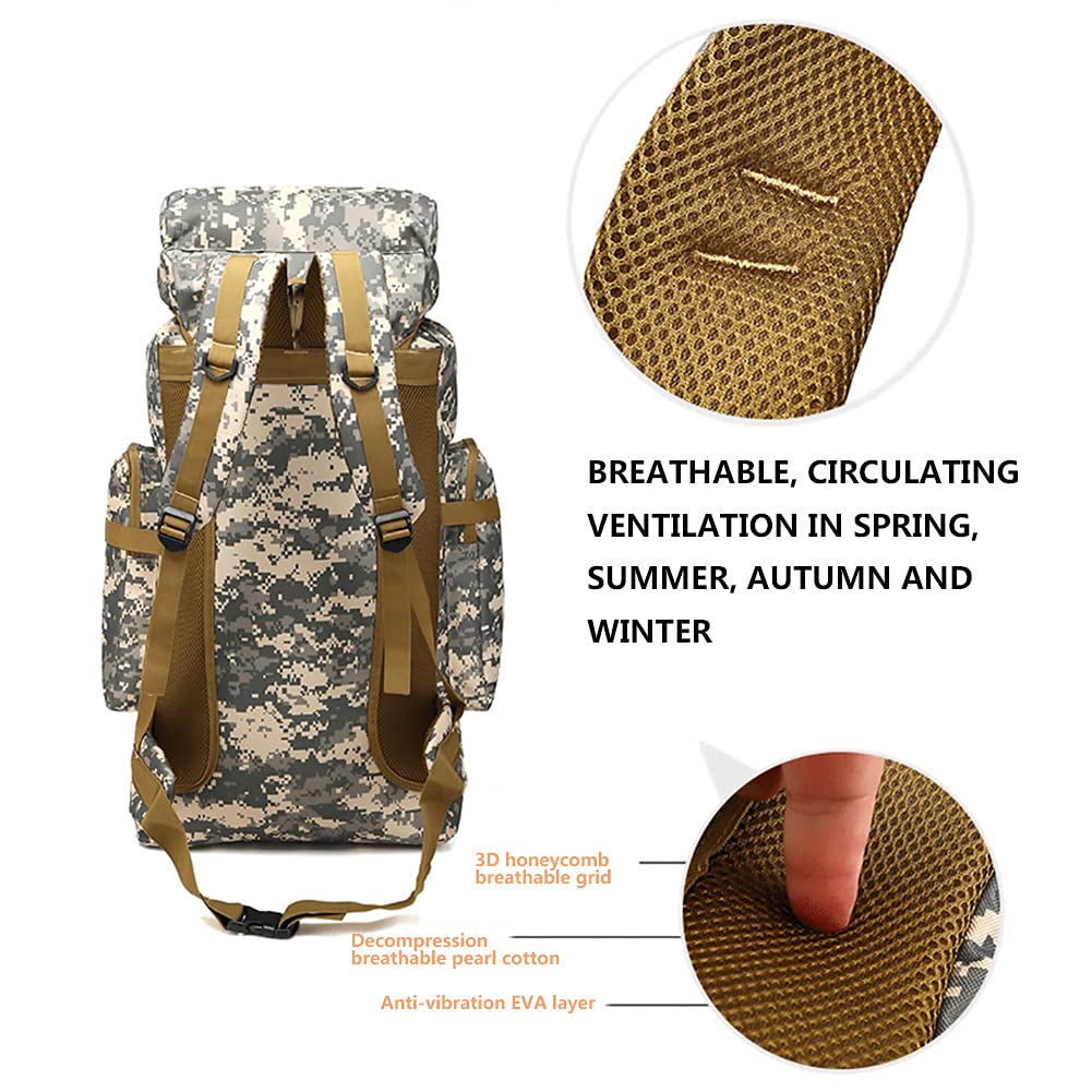 Zaino da alpinismo di grande capacità per escursionismo, campeggio, sport all'aria aperta, borsa tattica idrorepellente con sistema Molle, cinghie regolabili, motivo mimetico, Urban Camouflage