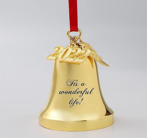 Miniatura 10 de JUPPE Adornos de campana de Navidad grabados en plata 2025 con texto en inglés "It's A Wonderful Life" para árbol de Navidad, boda, aniversario,