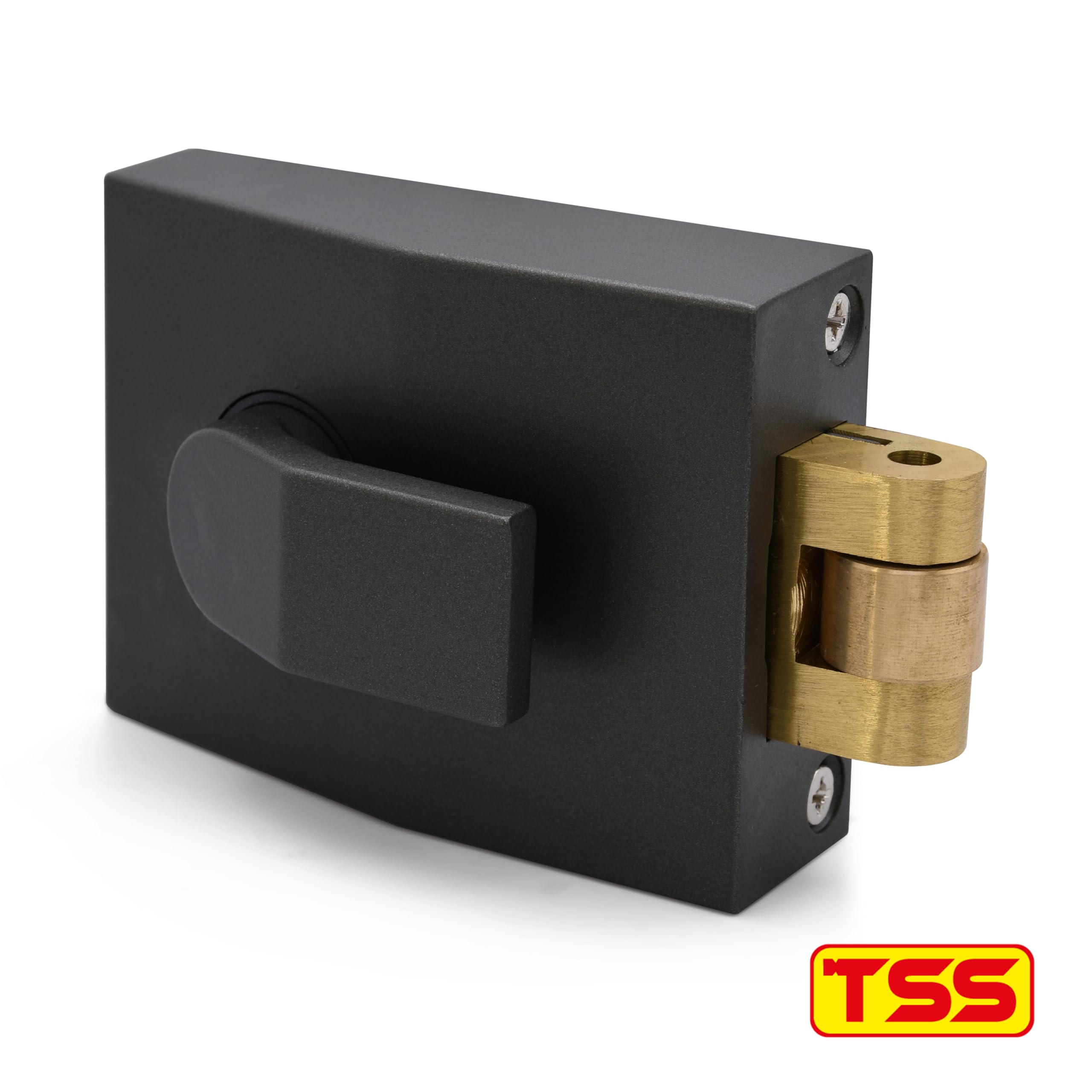 TSS Modern Style Rollerbolt Nightlatch, 60mm Backset, Push Pull Action Rollerbolt (Dark Grey Lock/Silver Cylinder) - Image 2
