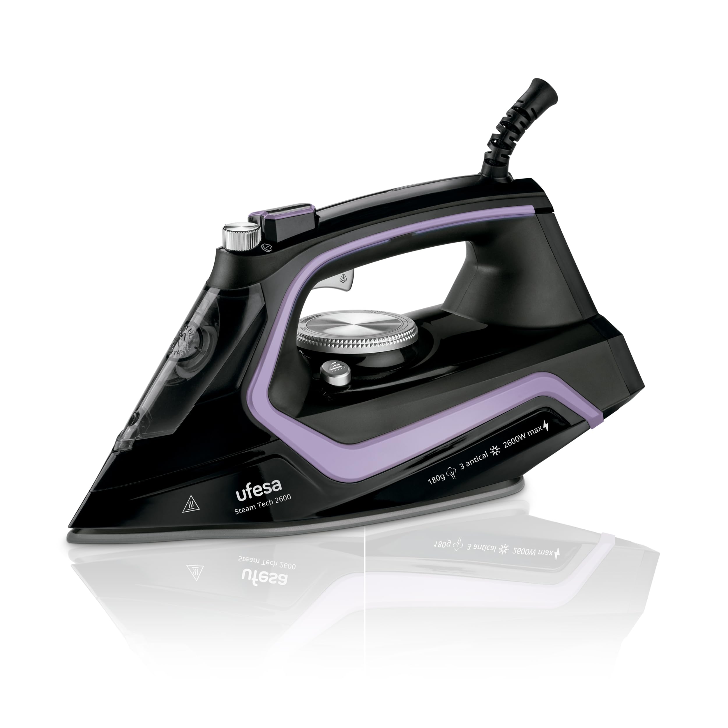 Ufesa Steam Tech 2400 Plancha de Vapor 2400W, Golpe de Vapor Max 120gr y Constante 0 - 30gr/min, Suela Cerámica, Doble Sistema Antical, Antigoteo, Negro, Exclusivo Amazon — view 6