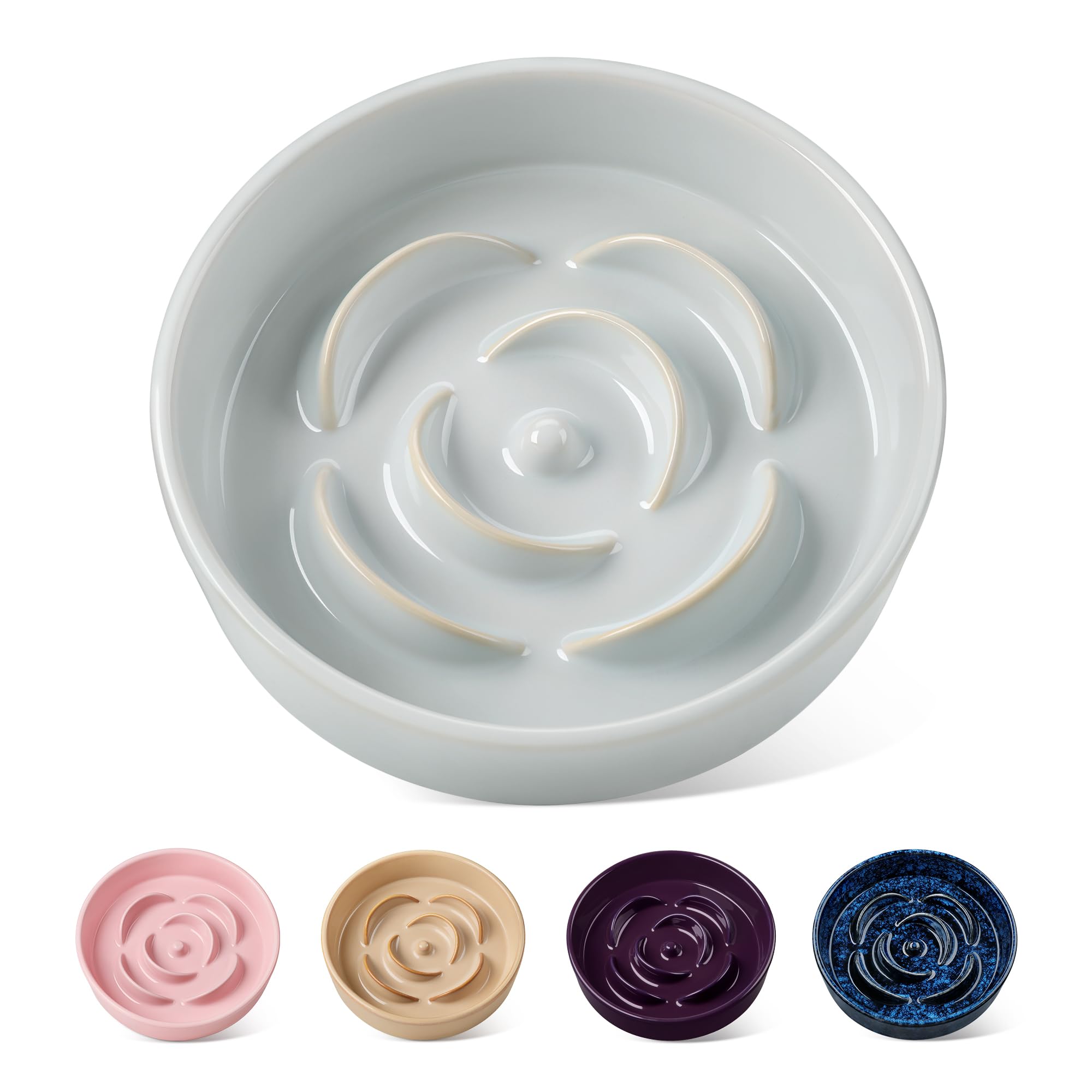 Hundenapf aus Keramik, vancasso Antischlingnapf Hunde für mittelgroße und große Hunde, Grau (15,9 cm)