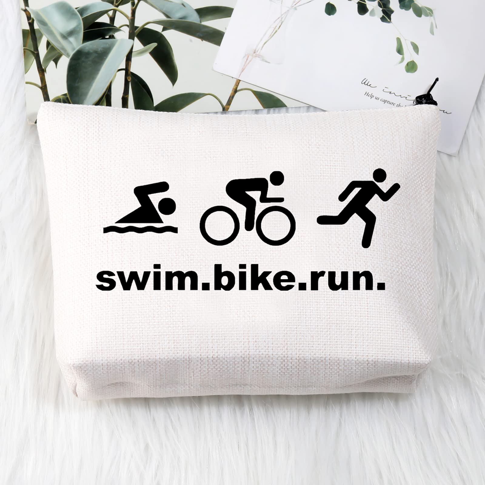 PLITI Triathlon Gifts Kosmetiktasche für Frauen, Triathleten, inspirierendes Geschenk, Swim Bike Run Bu