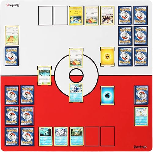 Miniatura 8 de The Gaming Mat Company Tapete de juego para 2 jugadores para juego de cartas coleccionables Pokémon. 28.35 x 28.35 x 0.16 pulgadas, tapete de juego