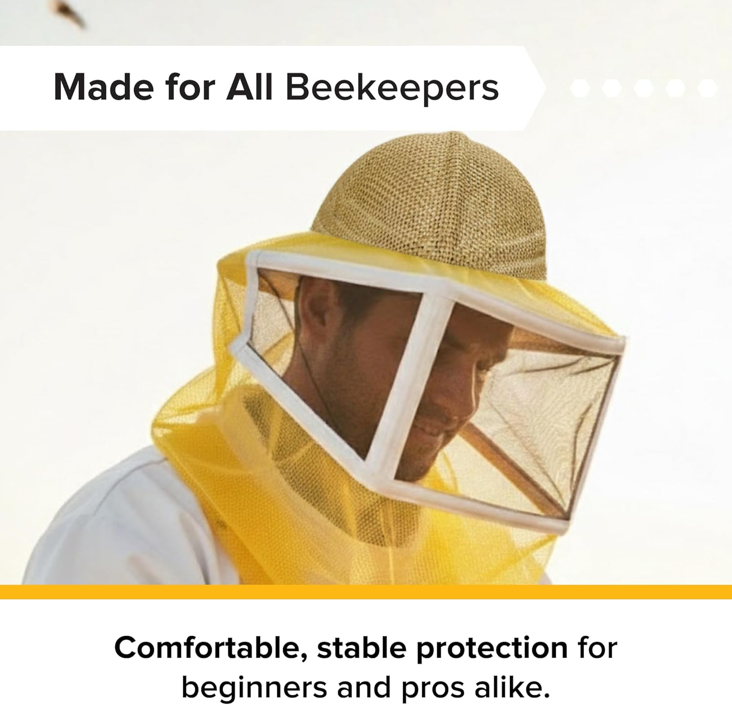 Mann Lake Standard Vented Beekeeping Helmet, Lightweight Protective Bee Keeping Hat with Breathable Mesh, Durable Build, Adjustable Headband, and Terry Cloth Sweatband for Beehive Yard Use
