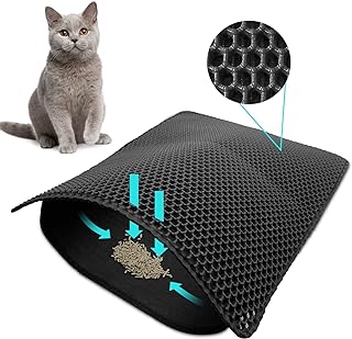Cat Litter Mat,Y-jiayol Cat Litter Mat Trapper Size 24 x 18 Inches,Honeycomb Double Layer Trapping Litter Mat Design,Waterproof Urine Proof Kitty Litter Mat,Helps to Waste Less Litter on Floors