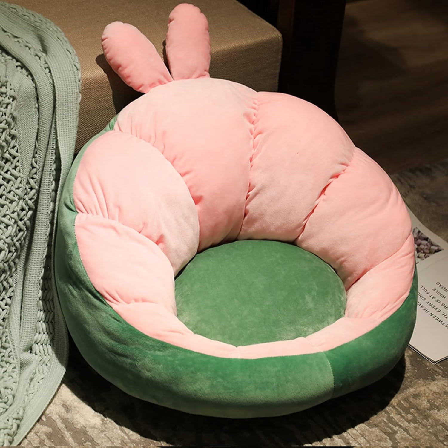 Jianshou ざぶとん 座布団 可愛い クッション 円形 丸い 日式 たたみ 畳用 ベッド用 椅子用 洗濯可能 ふわふわ 猫 兎 厚手 高弾力 極厚 お尻に優しい 2way オフィス 学校 瞑想用 ヨガ座布団 可愛い 座蒲 Faz Co Zm