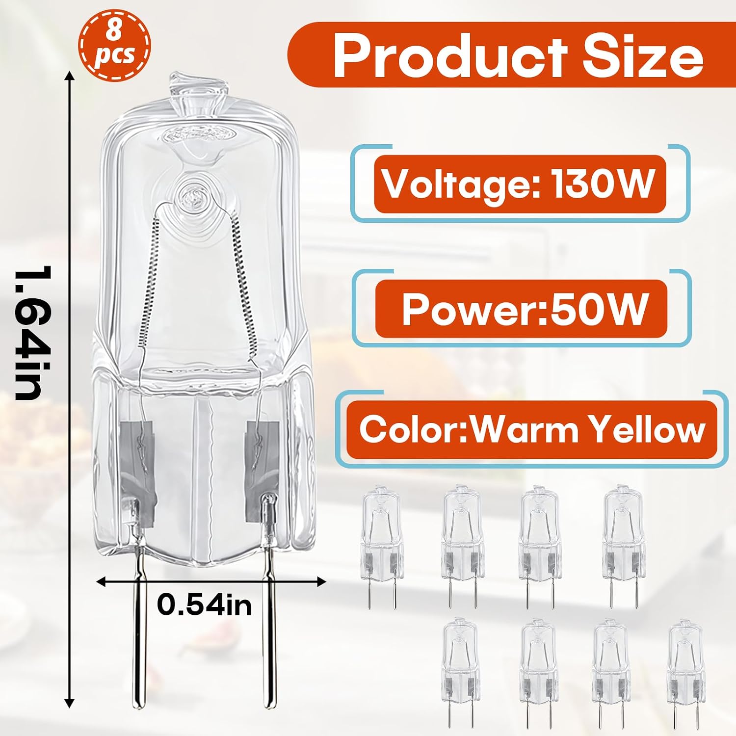8-Pack WB02X35488 Halogen Microwave Bulb 130V 50W, Replaces WB08X10051