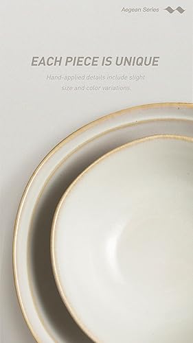 Miniatura 6 de famiware Juego de 4 cuencos para pasta, 42 onzas de profundidad para comer  Juego de platos grandes de sopa de cerámica del Egeo  aptos para