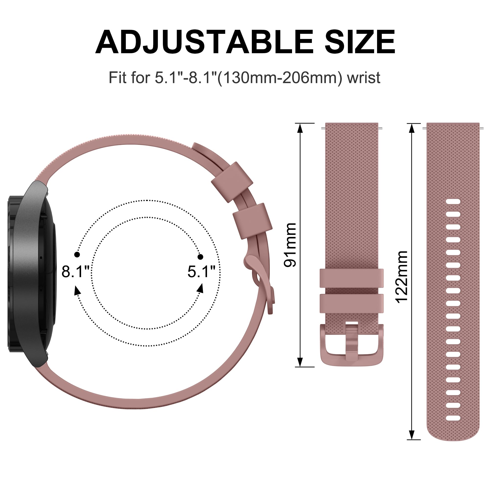 Pack 2 20mm Strap For Garmin Vivoactive 3/3 Music/Venu/Venu 2 Plus/sq/sq 2/Forerunner 245/645/55, Soft Silicone Watch Band Replacement For Garmin