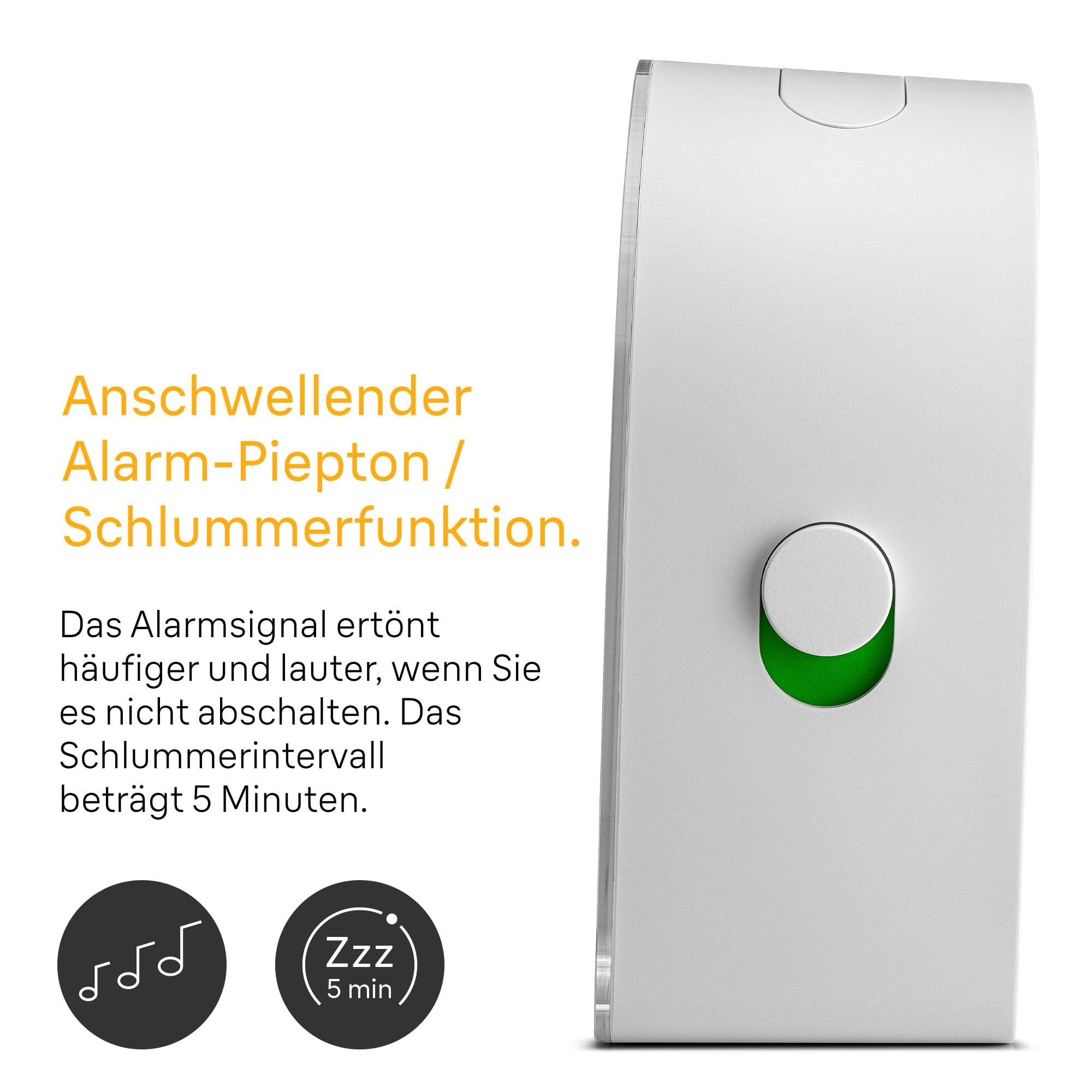 Braun analoger Zeitlehrer Wecker mit Schlummerfunktion, kontinuierlicher Hintergrundbeleuchtung, geräuscharmem Quarzwerk, leicht ablesbarem Ziffernblatt, ansteigender Signalton, Weiß, Modell BC22TW.