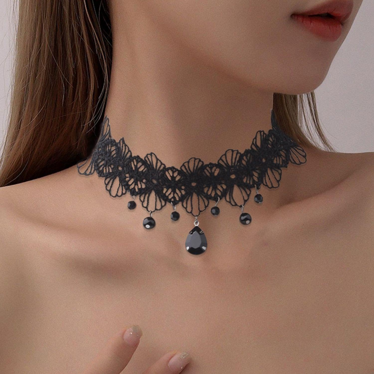 Chaînes De Clavicule en Dentelle, 2 Pièces, Collier Gothique Vintage en Dentelle, Bijoux Punk, Accessoires pour Vêtements