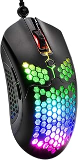 ZIYOU LANG M5 Wired Lightweight Gaming Mouse,26 RGB Computer Mouse with 7 Buttons Programmable,PAW3325 12000DPI,Ultralight Gamer Honeycomb Mouse for PC Xbox PS4 PS5 Gamers(Black)