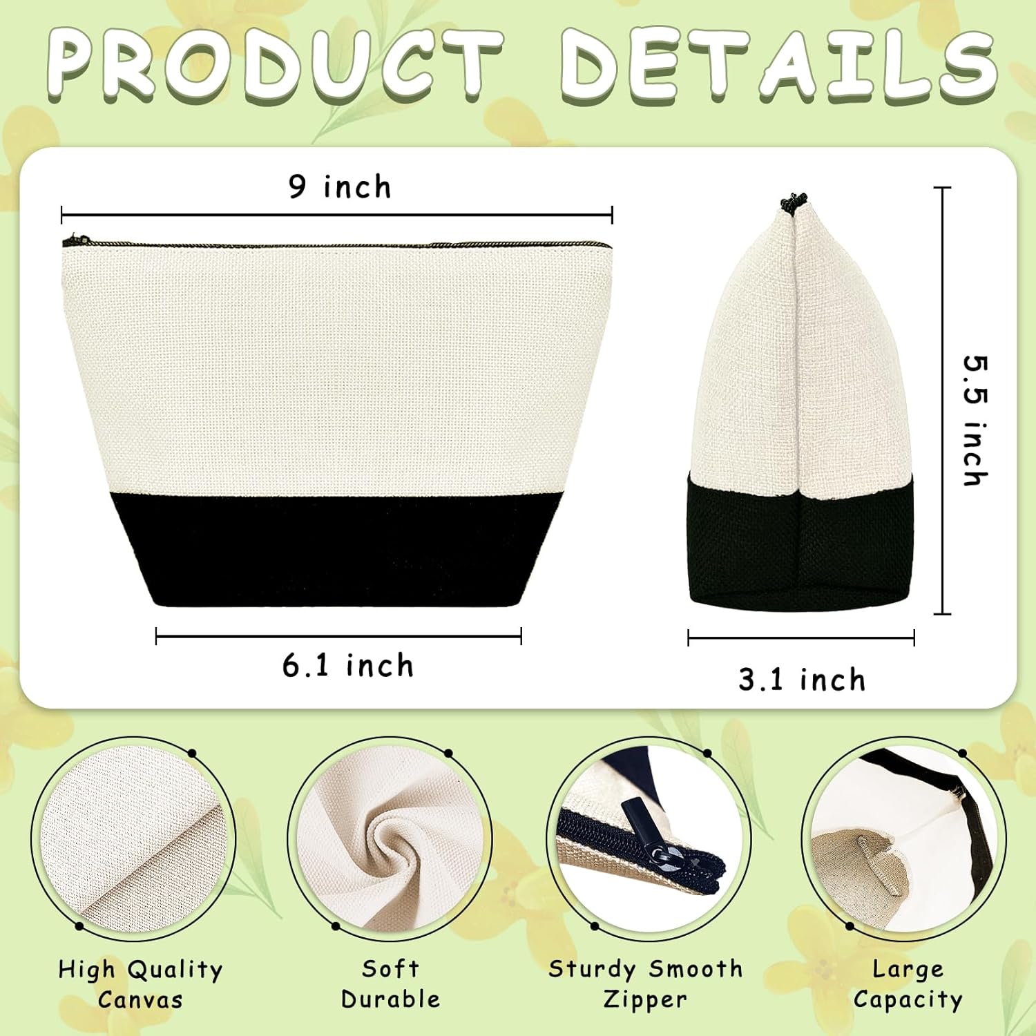 10 Pack 9"x 5.5" Sublimation Blanks Cosmetic Bags,Pencil Bag, Bulk Multi-Purpose DIY Heat Transfer Makeup Bags with Zipper for DIY Crafts Travel and Toiletry Bag - Image 3