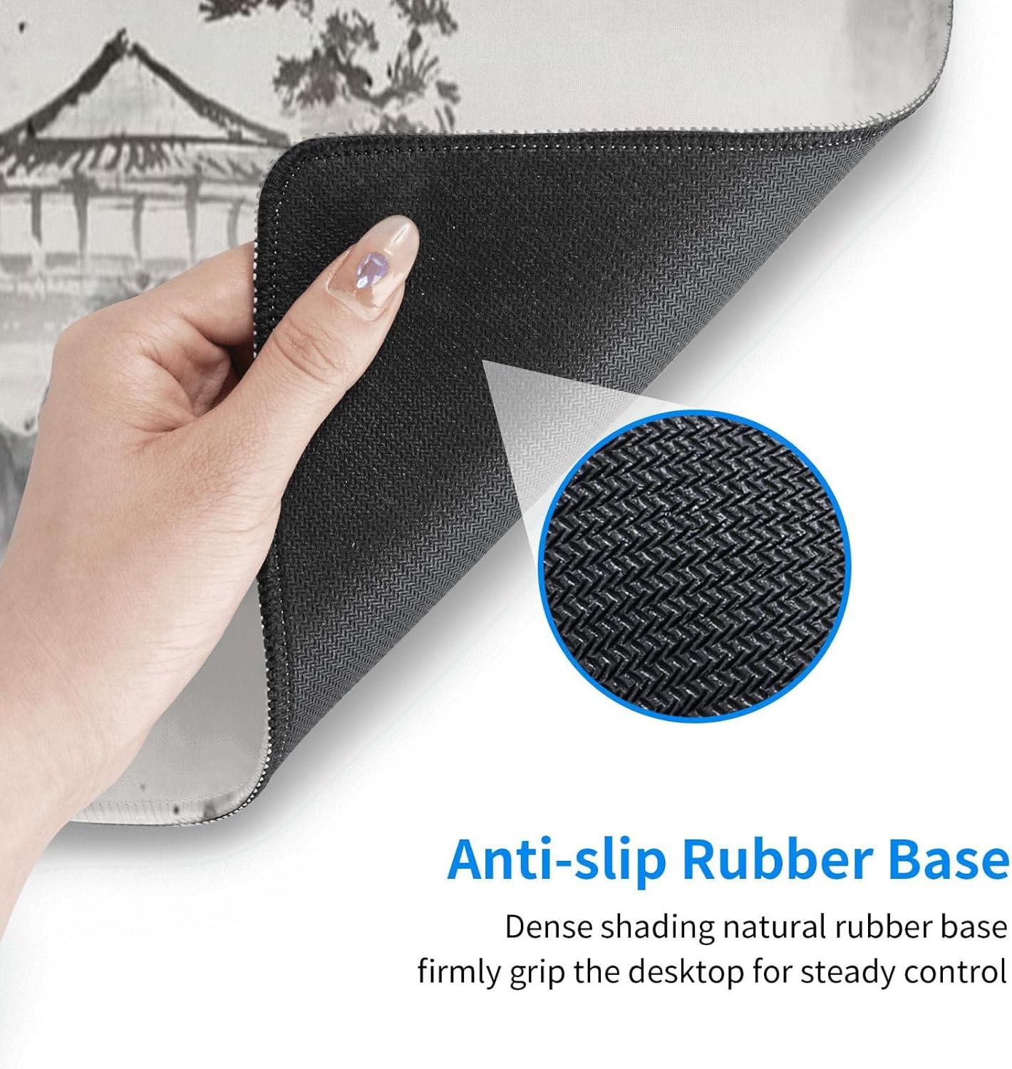 Japanese Ink Painting Mouse Pad (31.5 x 12 inch) Extended Large Mouse Mat Desk Pad, Stitched Edges Mousepad, Non-Slip Rubber Base, Gaming Mouse Pad, Office & Home