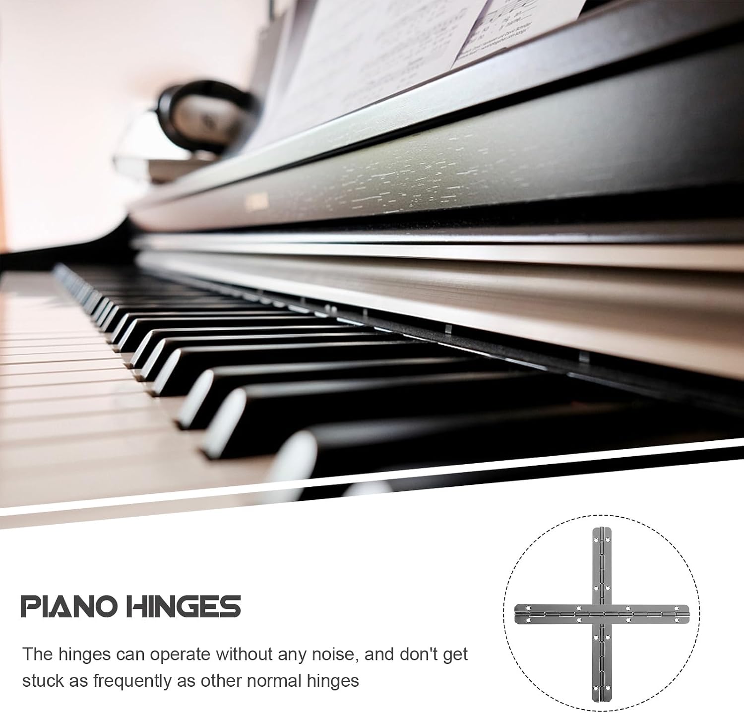 10pcs Heavy Duty Continuous Piano Hinges 150x17mm 180° Gunmetal Gray Cabinet and Jewelry Box Hinges for Furniture and Wood Boxes