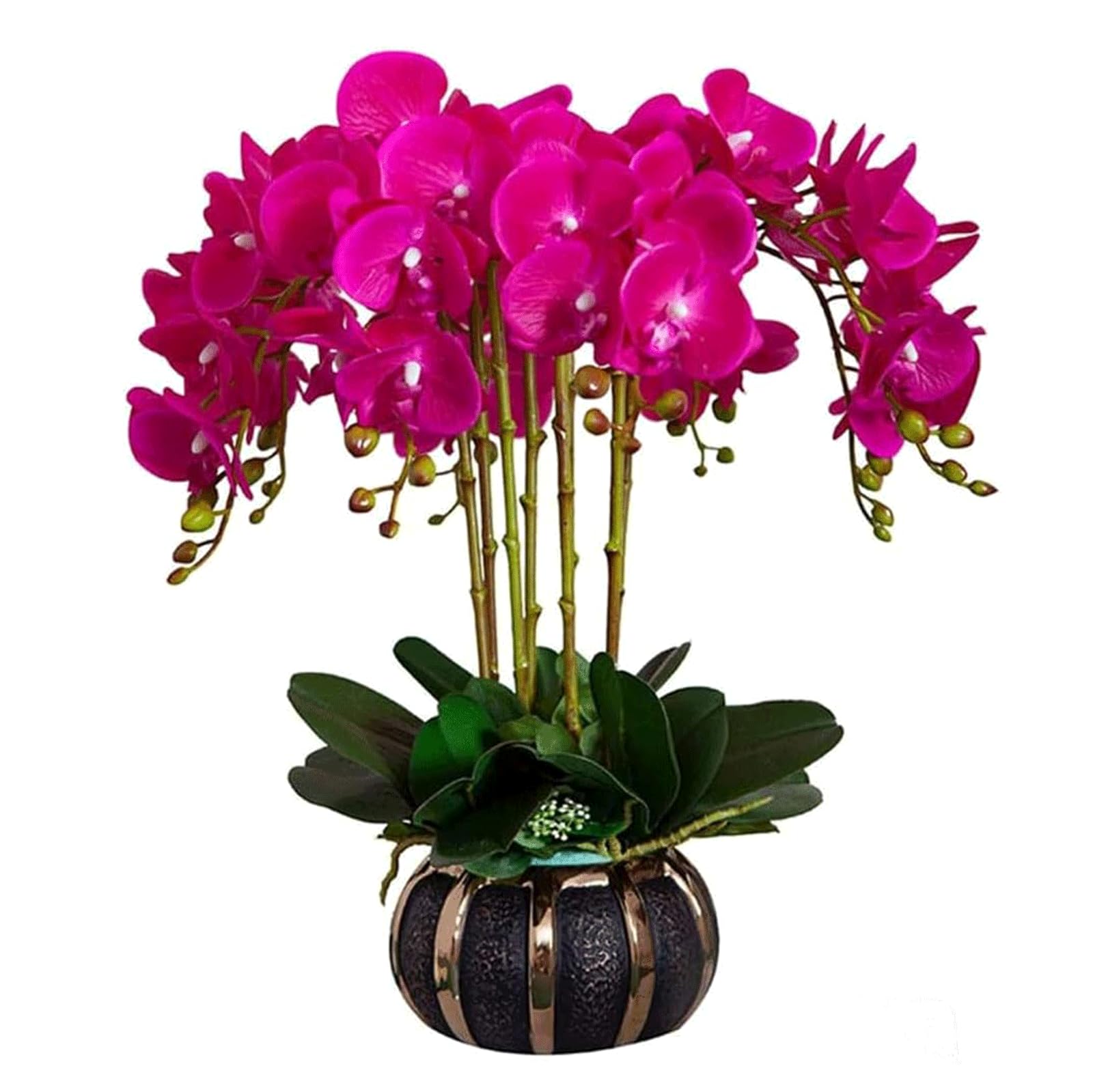 DFGHNBVC Artificial Orchid Artificial Flower 19.68 In Orchid Artificial Flowers With Ceramic Vase Potted Faux Decor Artificial Phalaenopsis Flowers Very Natural.Purple-19.68In