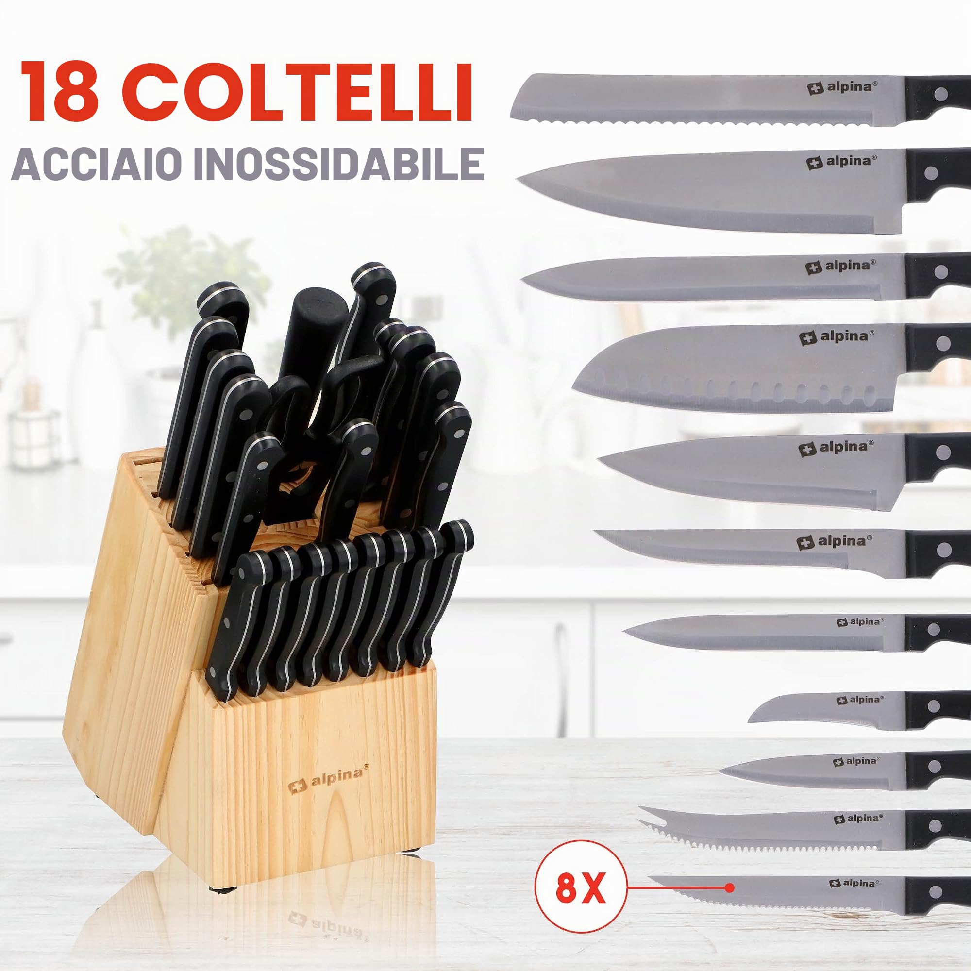 alpina Set Coltelli In Acciaio