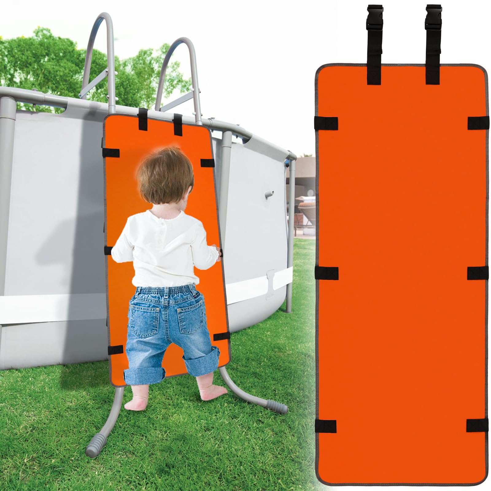 WUBOECE Pool Ladder Guard 48x19in, Pool Ladder Pad to Prevent Child from Climbing and Falling into The Pool, Pool Ladder Safety Protector, Easy