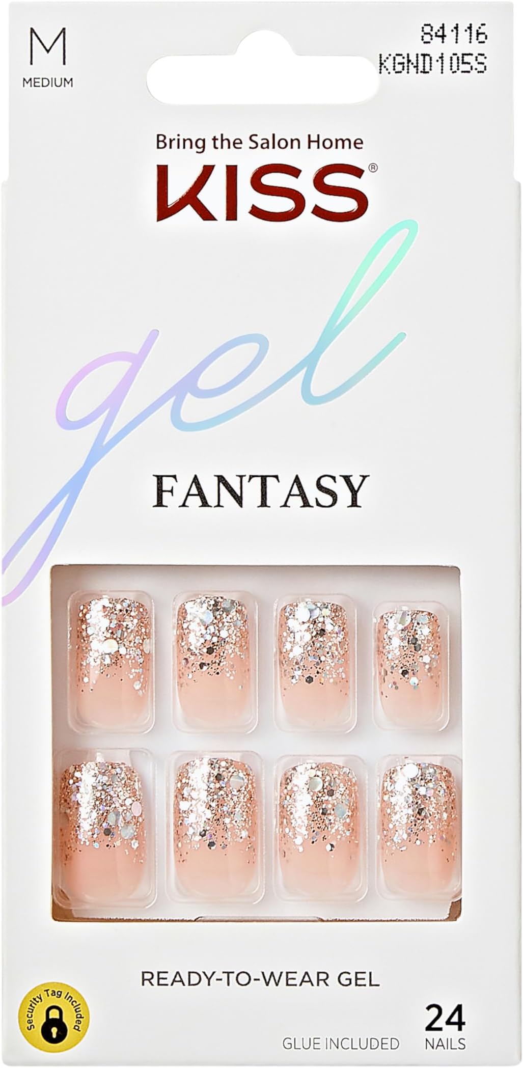 KISS Gel Fantasy Ready-to-Wear Style I Feel You Press-On/Glue-On Medium Length Gel Nail Kit