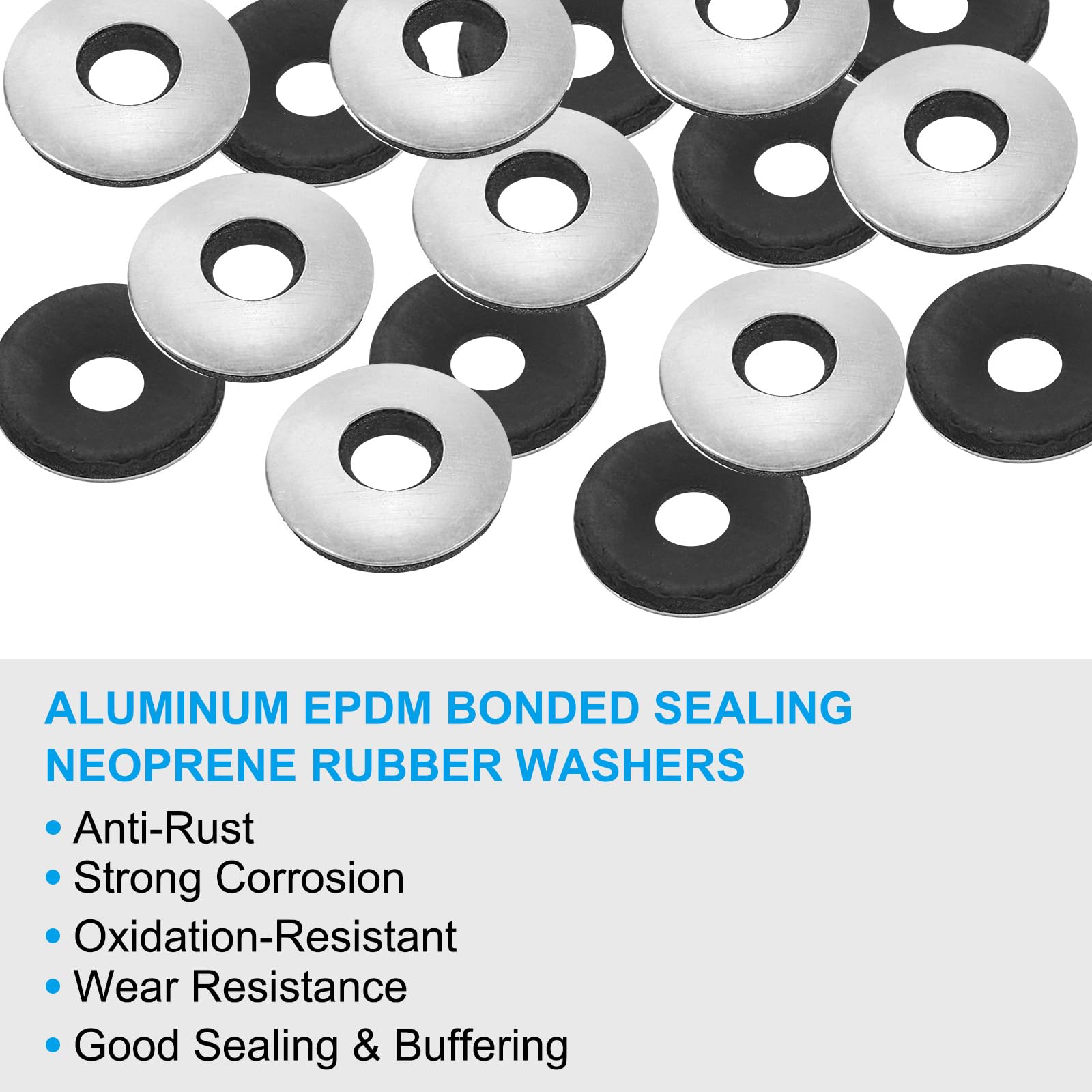 PATIKIL 7/32"x5/8" Aluminum EPDM Bonded Sealing Neoprene Rubber Sealing Washers - Image 3