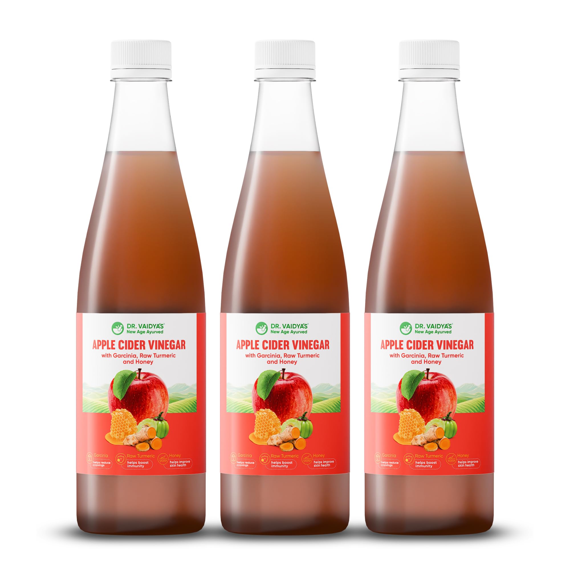 Dr. Vaidya’s Apple Cider Vinegar Juice | Natural ACV with 6 Herbs for Weight Loss & Detox | Supports Digestion, Reduces Bloating, Boosts Metabolism, Burns Fat & Improves Wellness | 450ml (Pack of 3)