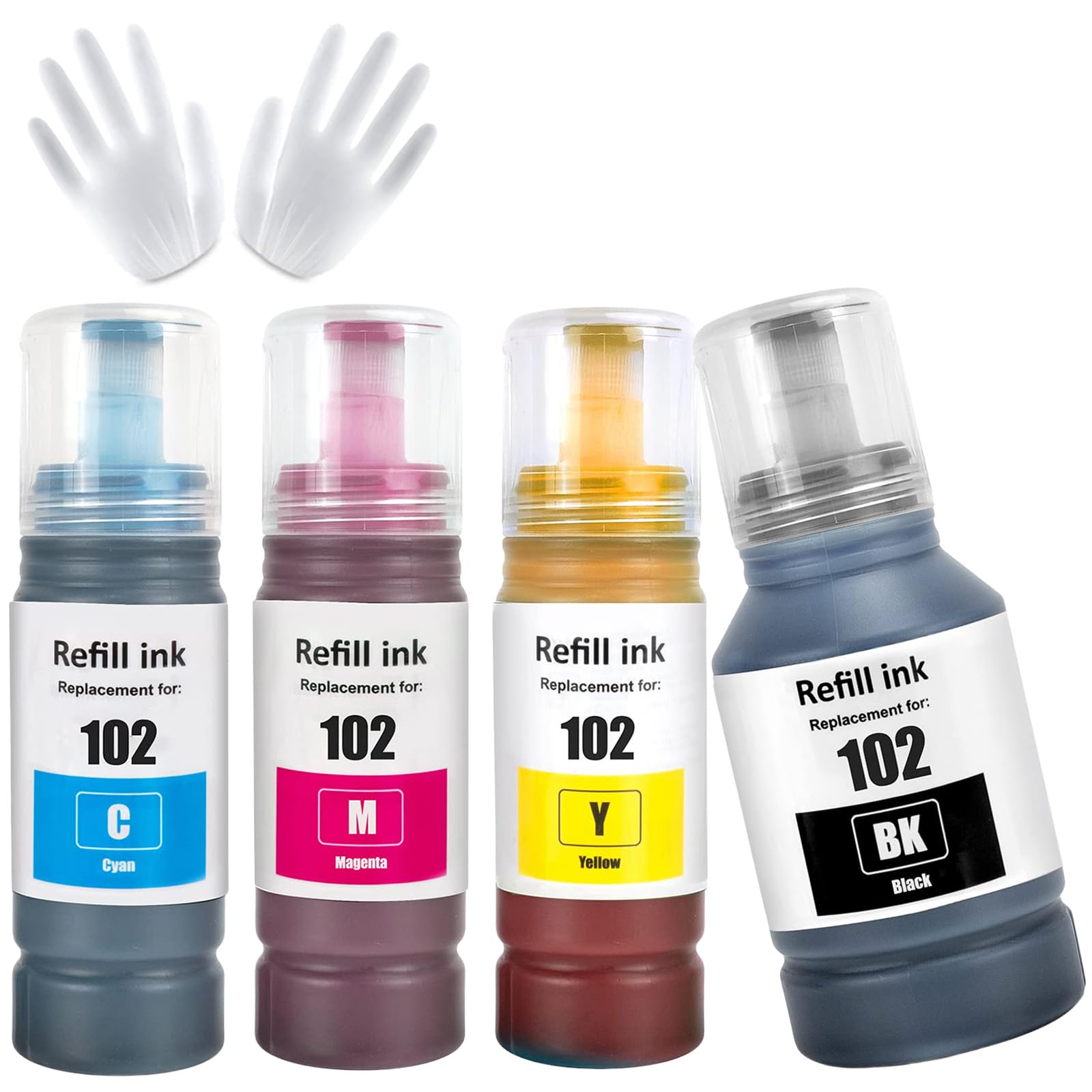 102 Inchiostro Multipla Compatibile per Epson EcoTank ET-2750 ET-2756 ET-2850 ET-2851 ET-2856 ET-3700 ET-3750 ET-3850 ET-4500 ET-4700 ET-4750 ET-4850 ET-4856 ET-15000 Stampante (BK/C/M/Y)