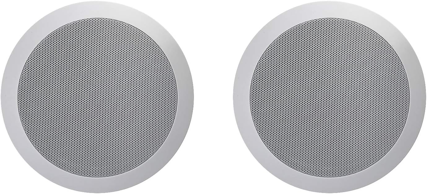TIC C8O6 (Pair) Ceiling Speaker in Wall 8Ω Water-Resistant Speakers Perfect for Damp and Humid Indoor/Outdoor Placement - Bath, Kitchen, Covered Porches