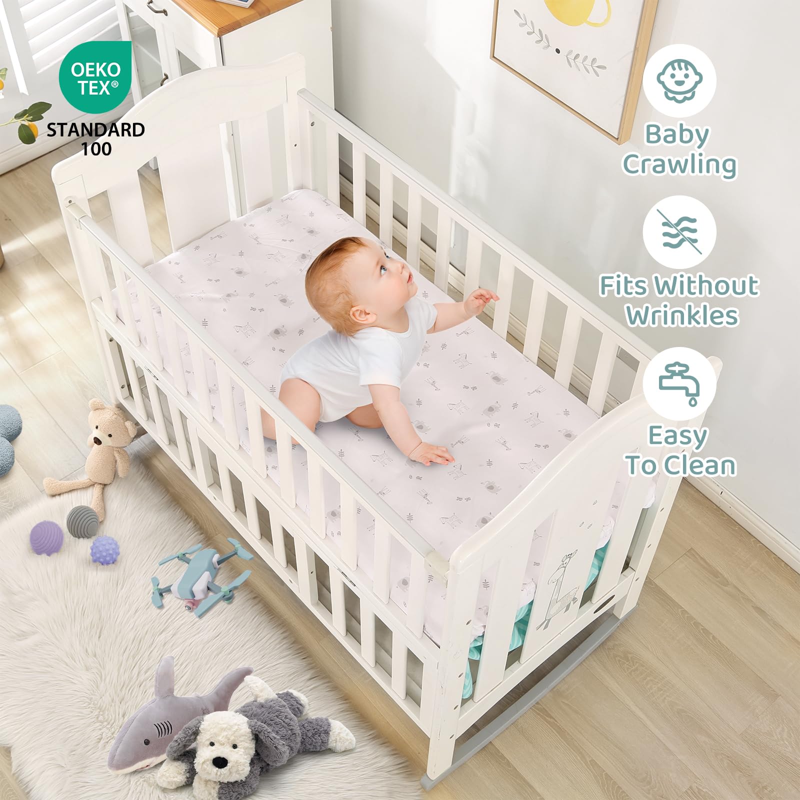Juego de ropa de cama para cuna de elefante, color gris, juego de ropa de cama de 3 piezas para bebé, elefante, safari, recién nacido y bebé, gris