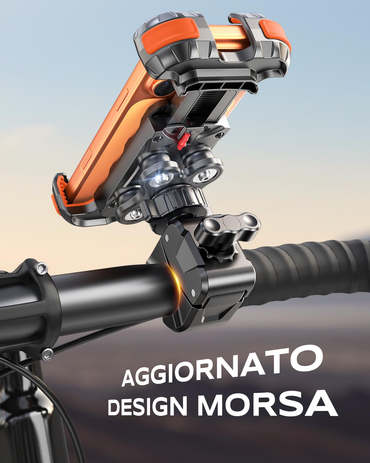 Babacom Porta Telefono Moto Antivibrazione con Ammortizzatore e Clip di Installazione Rapida, 1S Blocco Rapido Supporto Telefono per Bici/ATV/Scooter, Porta Cellulare Moto per 4,7-6,8" Smartphone