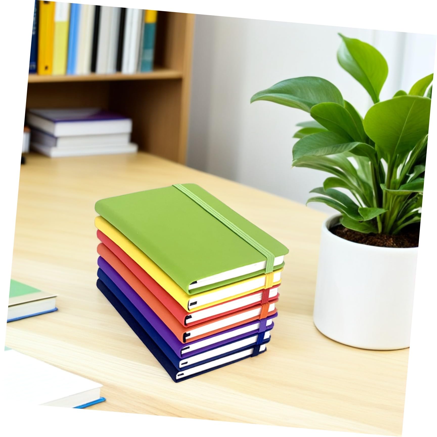Set 7 Pezzi Quaderni A6 Portatili con Copertina in Pu e Cinturino Elastico, Carta a Righe Antitrabocco per Scuola e Riunioni, Quaderni Piccoli per Appunti