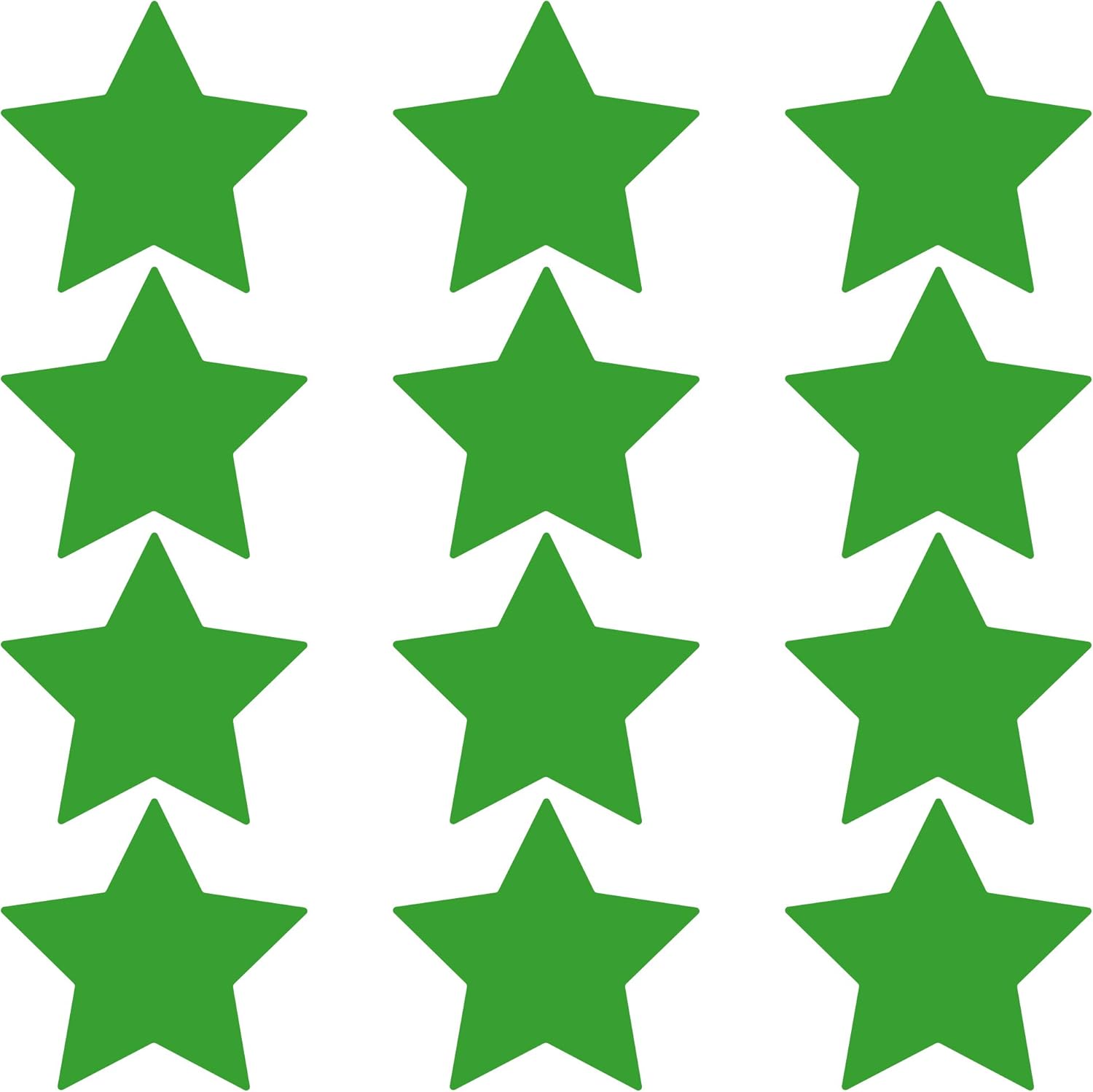 LiteMark Removable Matte Finish Yellow Green 4 Inch Star Decal Stickers | Great for Floors, Ceilings, Walls, Laptops, and Most Smooth Surfaces | (Pack of 12 Stars)
