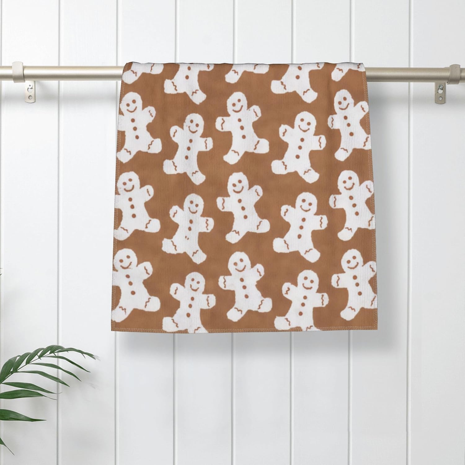 Christmas Hand Towels for Bathroom Decor, 100% Cotton Towel Washcloth Holiday Decorative Towel Set for Winter Kitchen,Thick and Soft, 27" x 15.10", Jacquard Design Double Printed with Gingerbread - Image 2