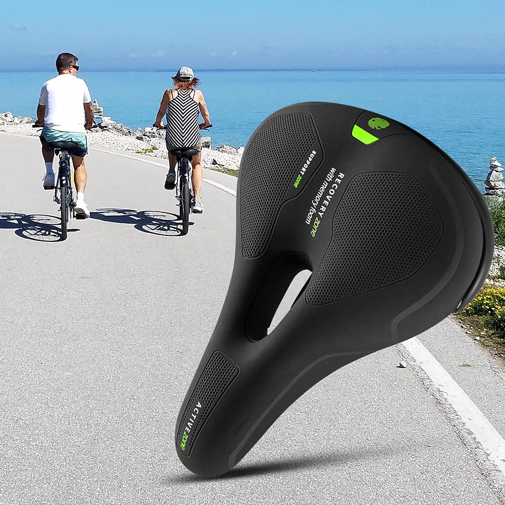 Siodełko rowerowe dla mężczyzn i kobiet, wygodne, trekkingowe, MTB, siodełko rowerowe z reflektorem, ochrona przed deszczem, ergonomiczne, z pianką z pamięcią kształtu, do rowerów trekkingowych,