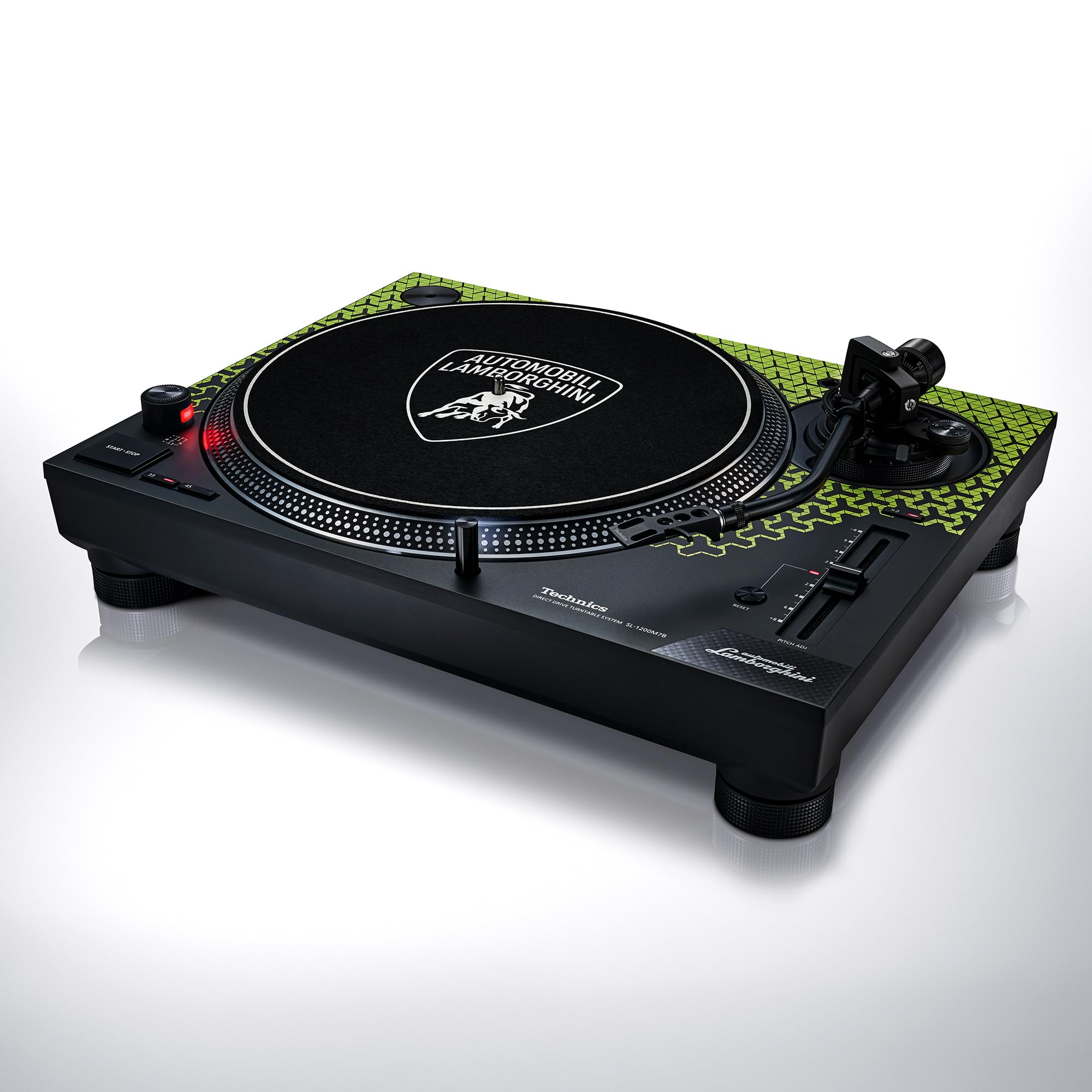 Technics SL-1200M7PEG, Giradischi a Trazione Diretta Edizione Lamborghini, Motore Coreless, Lettore di Vinile a 3 Velocità, Illuminatore Stilo, Verde