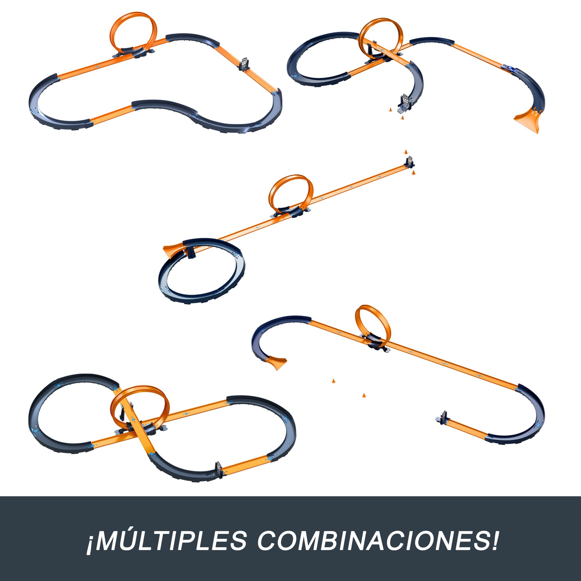 Hot Wheels RC Speed Challenge Track Set y Coche teledirigido | Set a escala 1:64 con más de 30 piezas de pista para crear múltiples configuraciones, HXX45