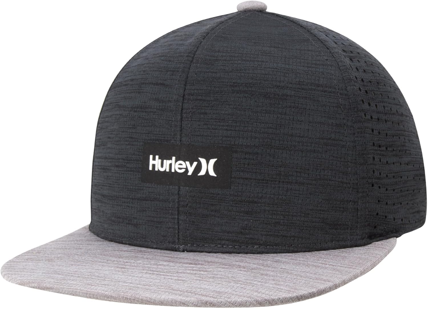 Hurley Men's Baseball Cap - Lightweight H20 Dri Dock Flat Brim Ball Caps for Men with Adjustable Snap Back Closure