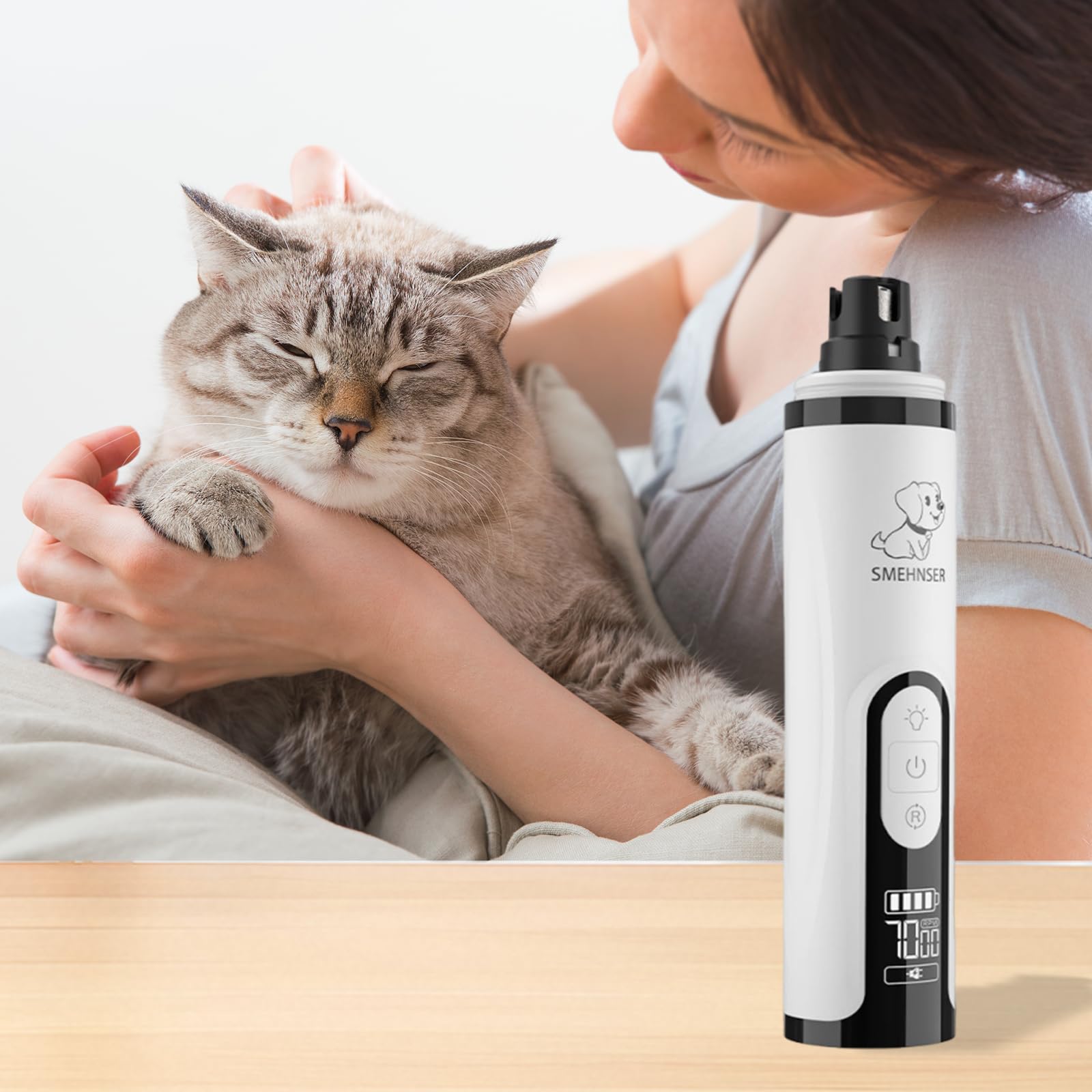 Broyeur à Ongles électrique pour Animaux de Compagnie avec LED 3 Modes Coupe-Ongles pour Chien Coupe-Ongles de toilettage