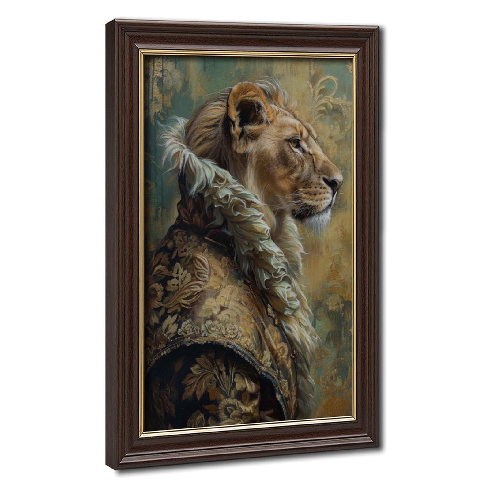 Pyberon Mokume Gane Frame-Style The Royal Lion In Clothes Canvas Poster For Office Decor Gift