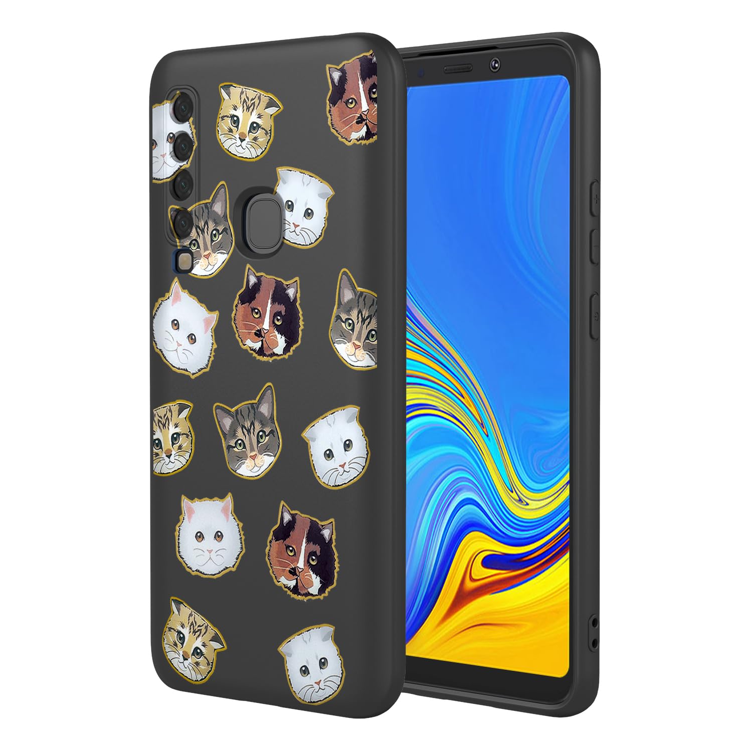 Phone Case for Galaxy A9 2018 Case, Samsung A9s SM-A920 Case Cute cat Pattern Design Slim Protective Soft TPU Bumper Phone Cover for Samsung Galaxy A9 2018 Black Cat