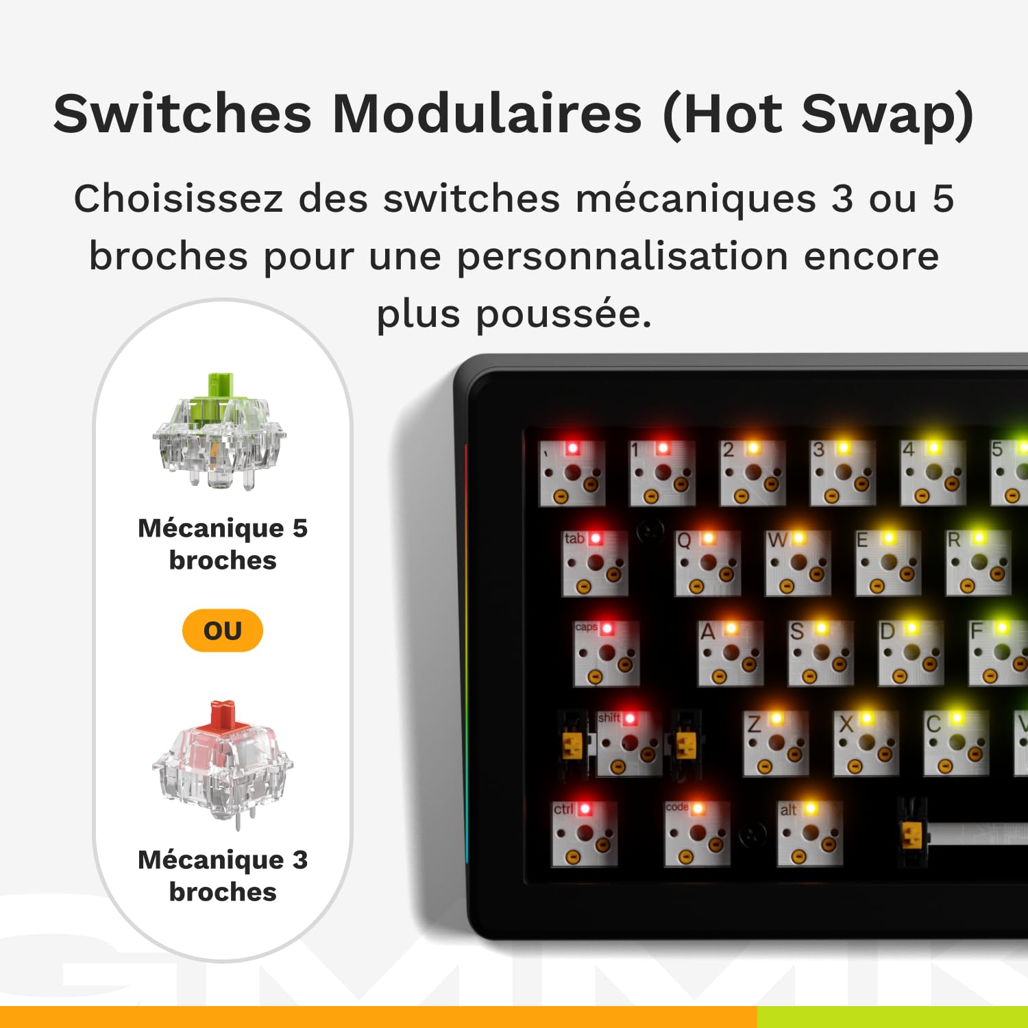 GLORIOUS Gaming GMMK 3 : Clavier Gaming mécanique Compact 65%, Joints modulaires, doubleshot PBT, Plaque de Commutation alu, switches 3-5 Broches (Hot Swap), française AZERTY - USB-C Wired