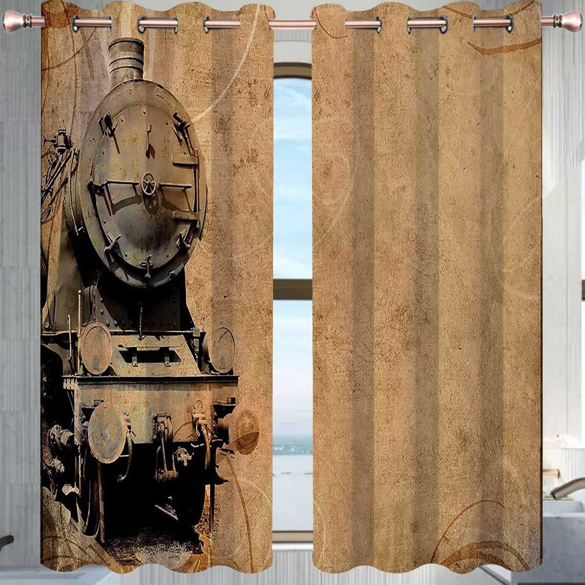 Amazon｜スチームエンジン 部屋を暗くするカーテン 2パネル