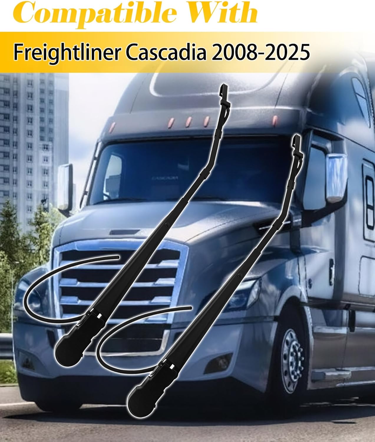 1 Pair Front Windshield Wiper Arm Replacement Kit Compatible With Freightliner Cascadia 2008-2025, Left and Right Wiper Arm Replace A22-72740-000 A22-66578-001