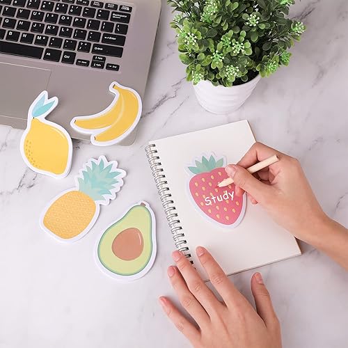 Miniatura 3 de Cobee Bonitas notas adhesivas de frutas, paquete de 6 notas adhesivas de dibujos animados de frutas grandes, marcadores en forma de frutas, banderas