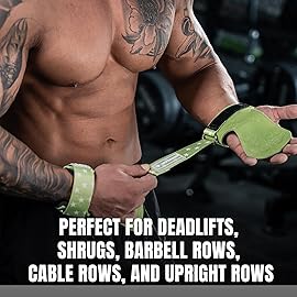 MANUEKLEAR Gym Straps Weight Lifting, Double Leather Lifting Straps for Men Deadlift with Cushion Wrist Loop, Gym Liftings Wrist Wraps for Weightlifting