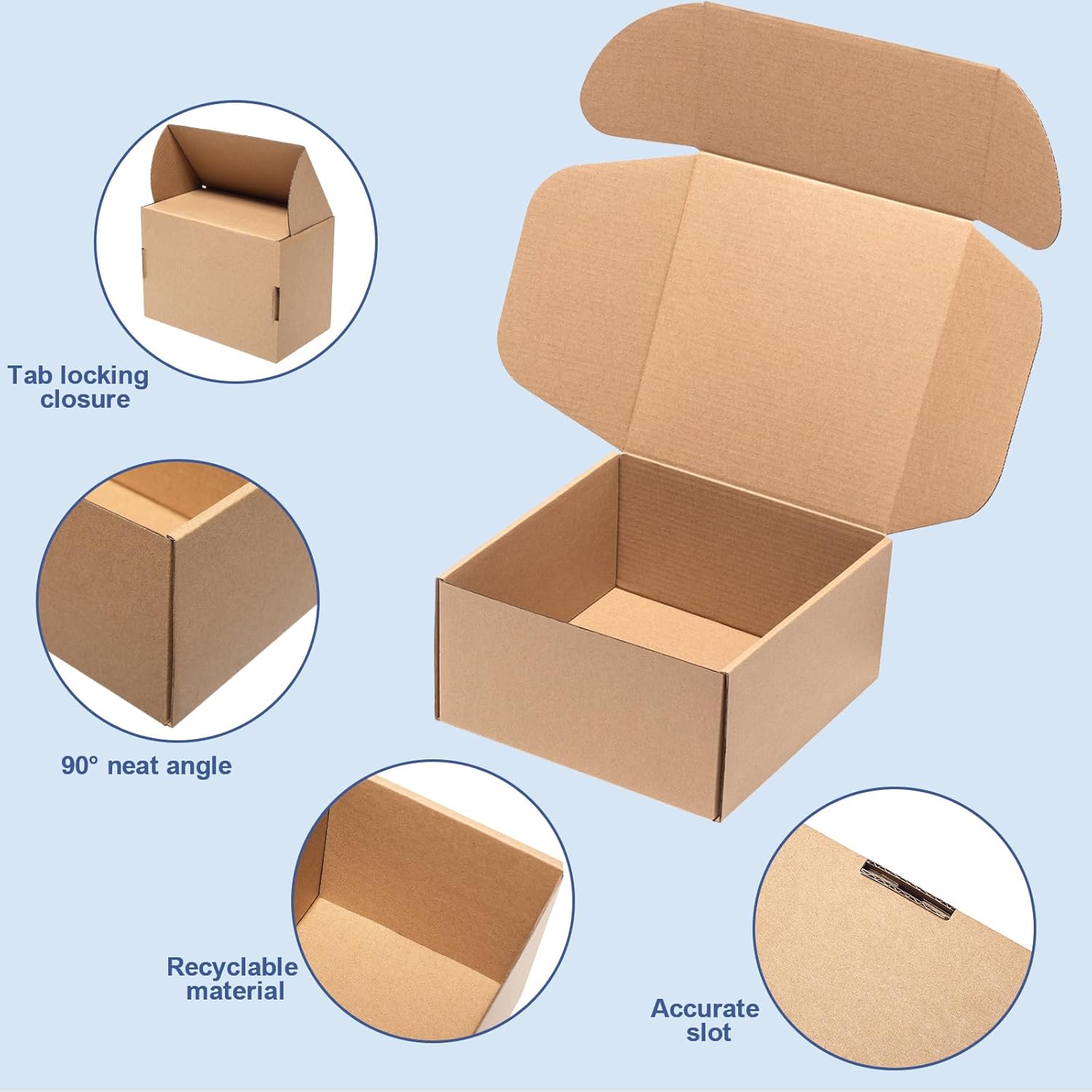 Wowxyz 8x8x4" Shipping Boxes 25 Pack Mail Box Brown Corrugated Cardboard Mailing Boxes for Small Business, Kraft Medium Literature Mailer Packaging Supplies